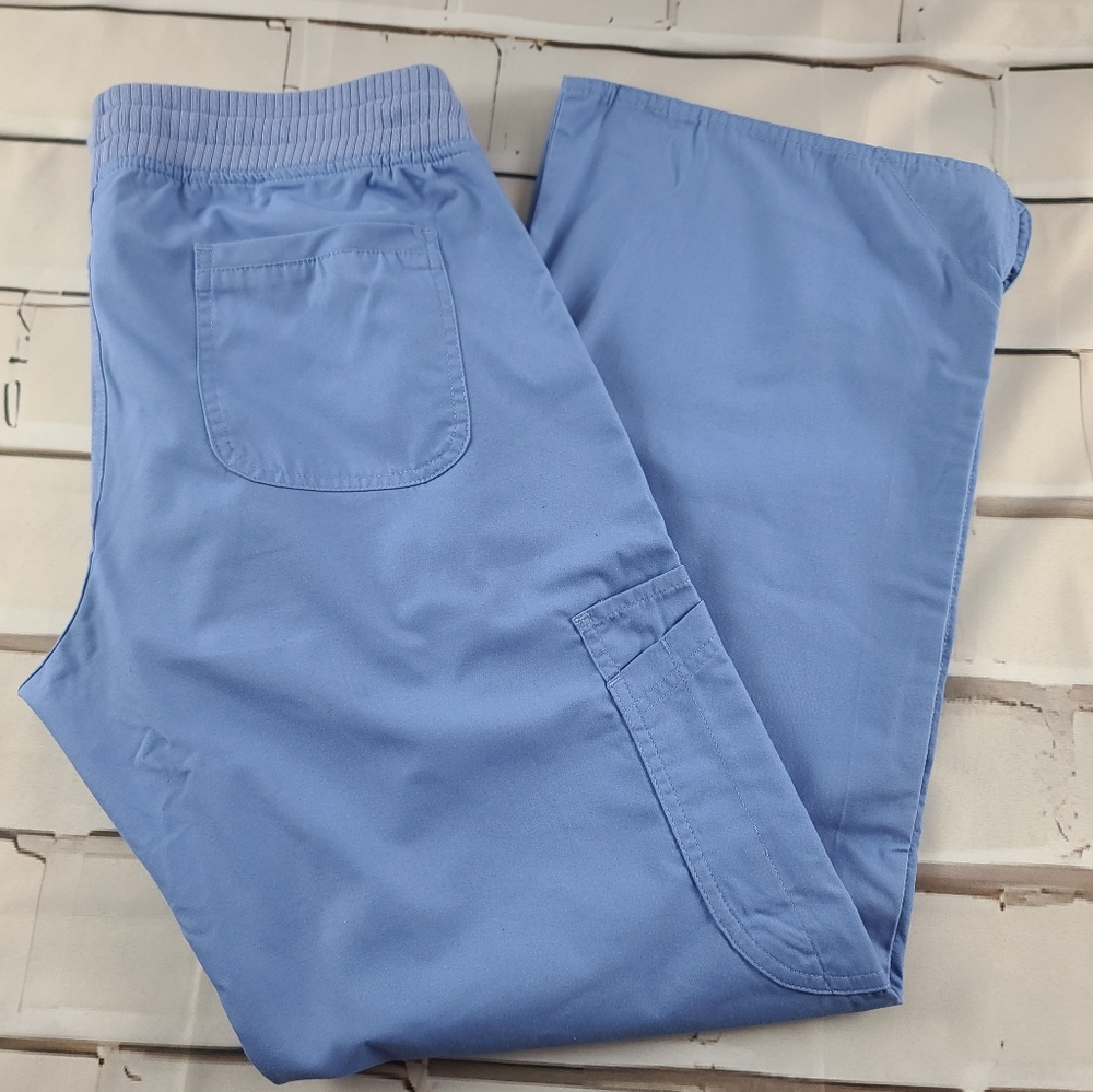 NEW S.C.R.U.B.S Wmn's Lg Active Stretch Scrub Pants Light Blue Nurse Healthcare